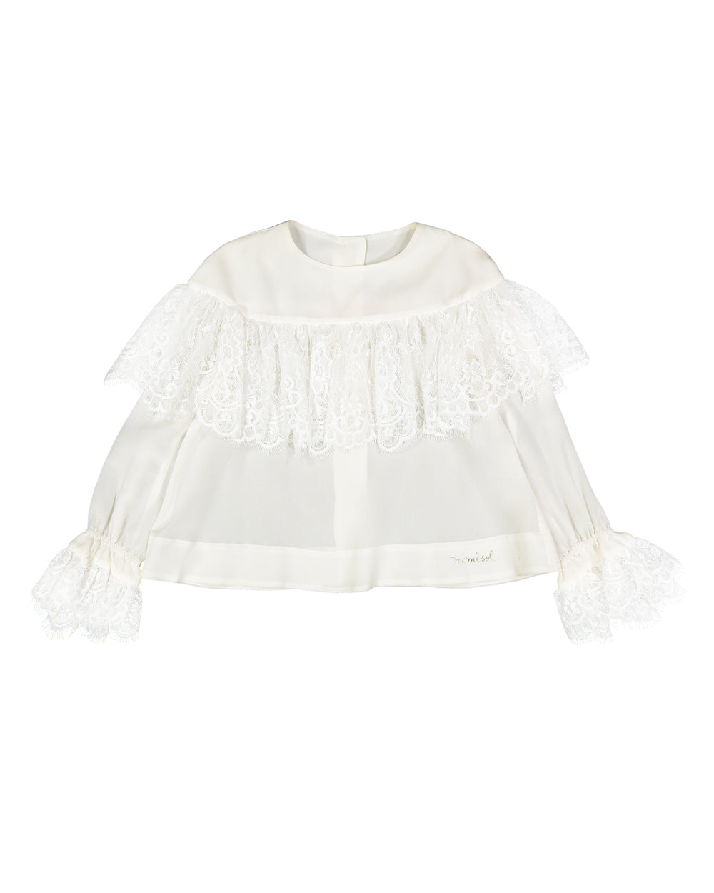 Camicia in seta con volant di pizzo