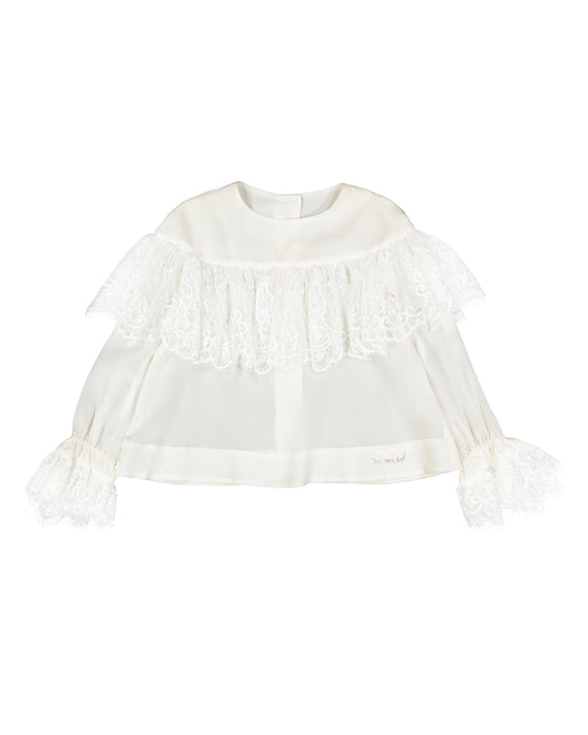 Silk shirt with lace ruffles