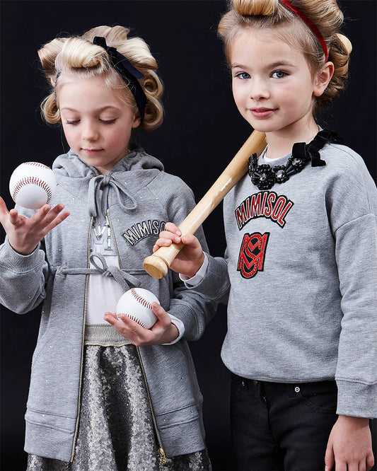 Long hooded sweatshirt with rhinestones