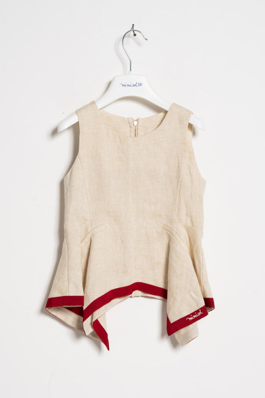 Mimisol top with asymmetrical linen hem