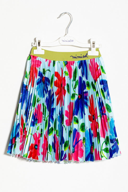Mimisol skirt in pleated printed satin