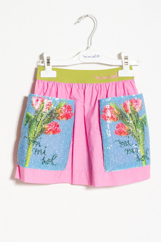 Mimisol cotton skirt with sequins