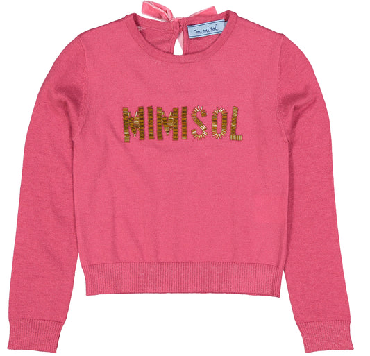 Logo sweater in wool blend with ribbed edges