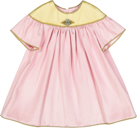 Dress with ruffles and gold details