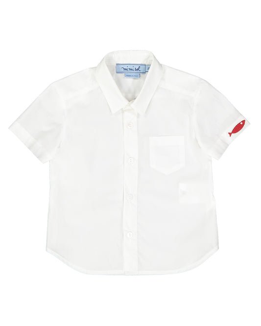 Cotton poplin shirt with embroidery