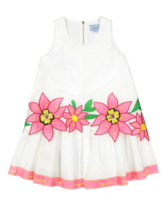 Cotton dress with floral embroidery