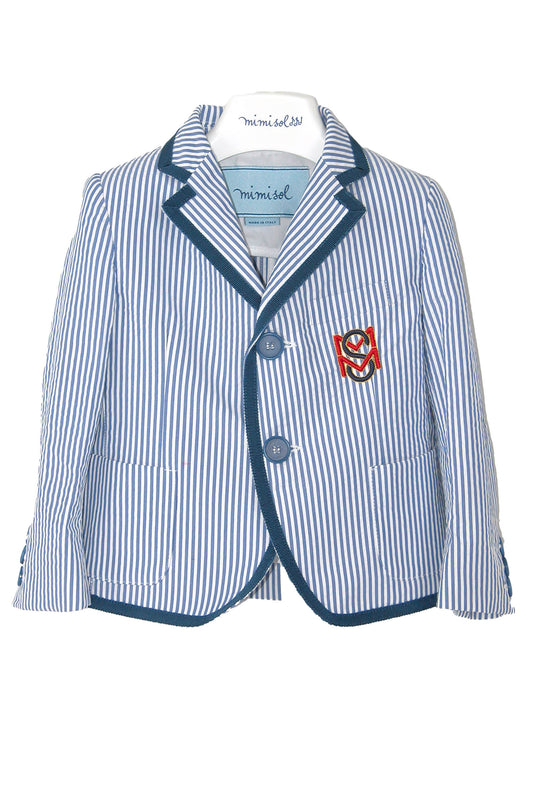 Seersucker jacket with grosgrain
