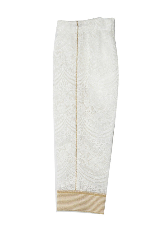 Lace trousers with knitted edge
