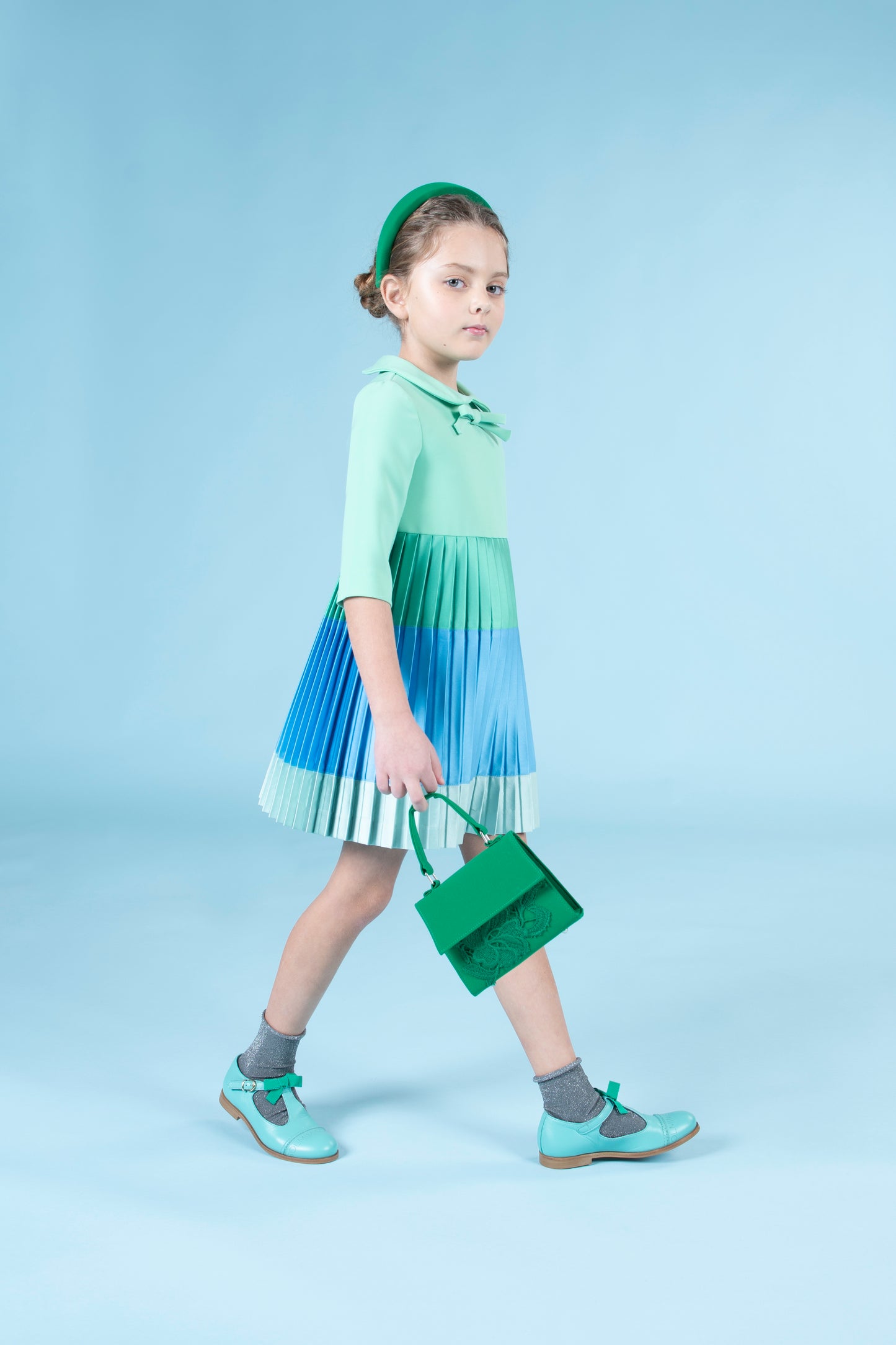 Abito plissettato color block