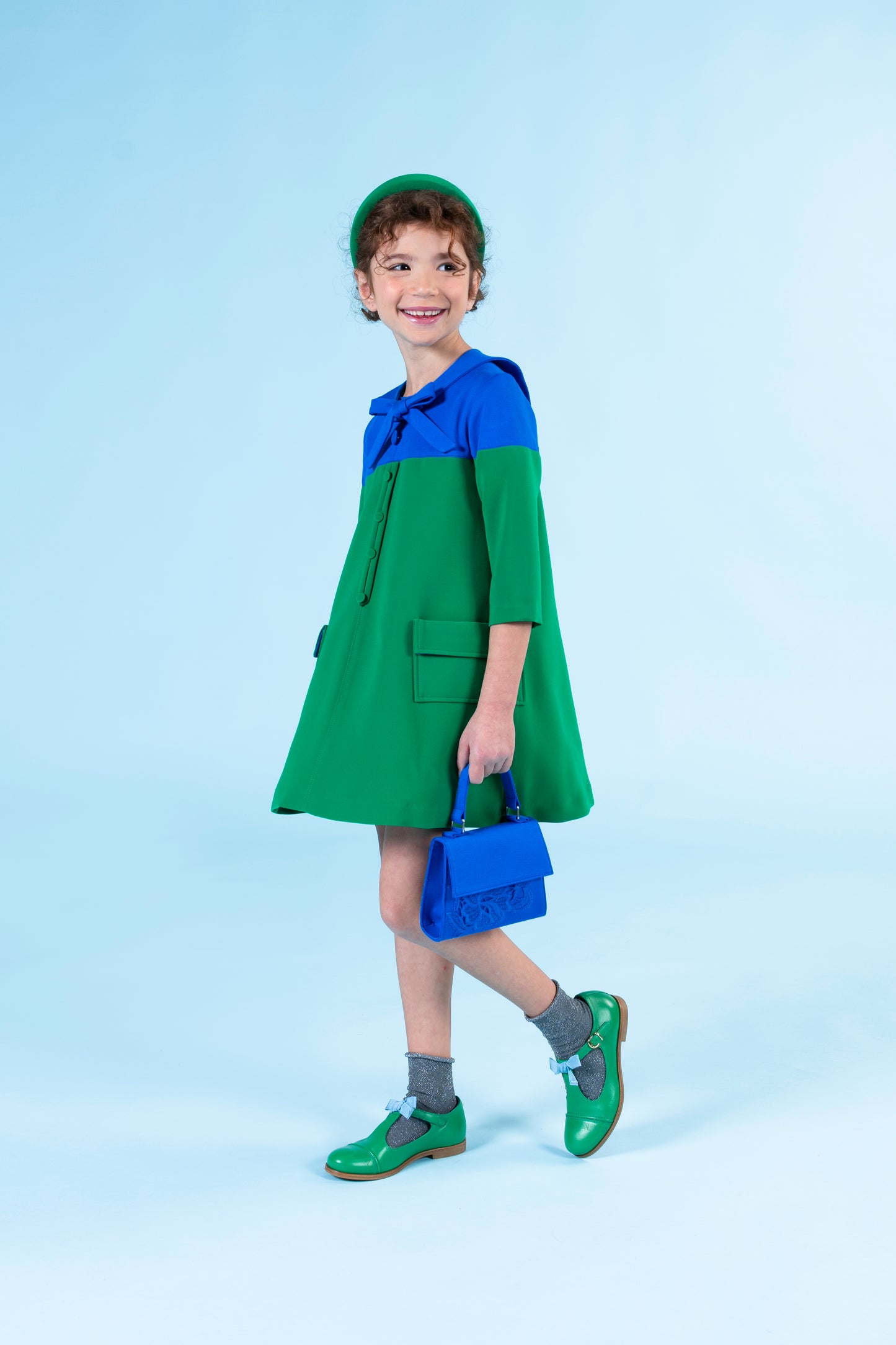 Abito color block con tasche