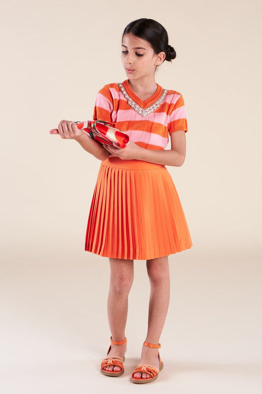 Maglia in cotone con collana di perle