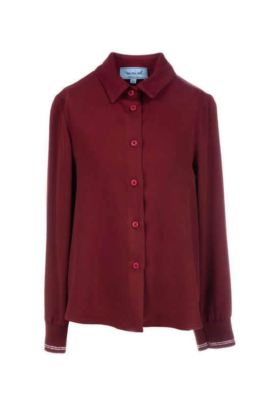 Camicia in vaiella con polso di maglia