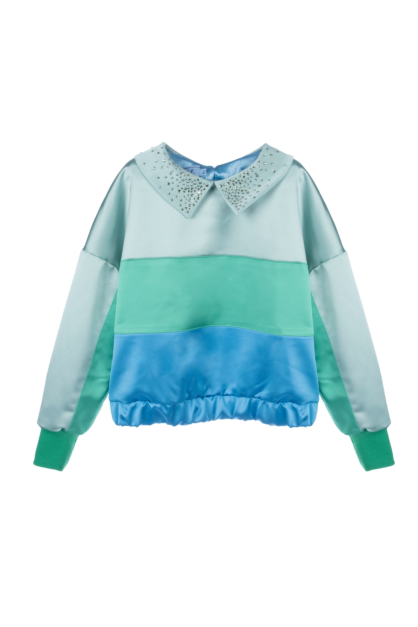 Felpa in satin con cristalli