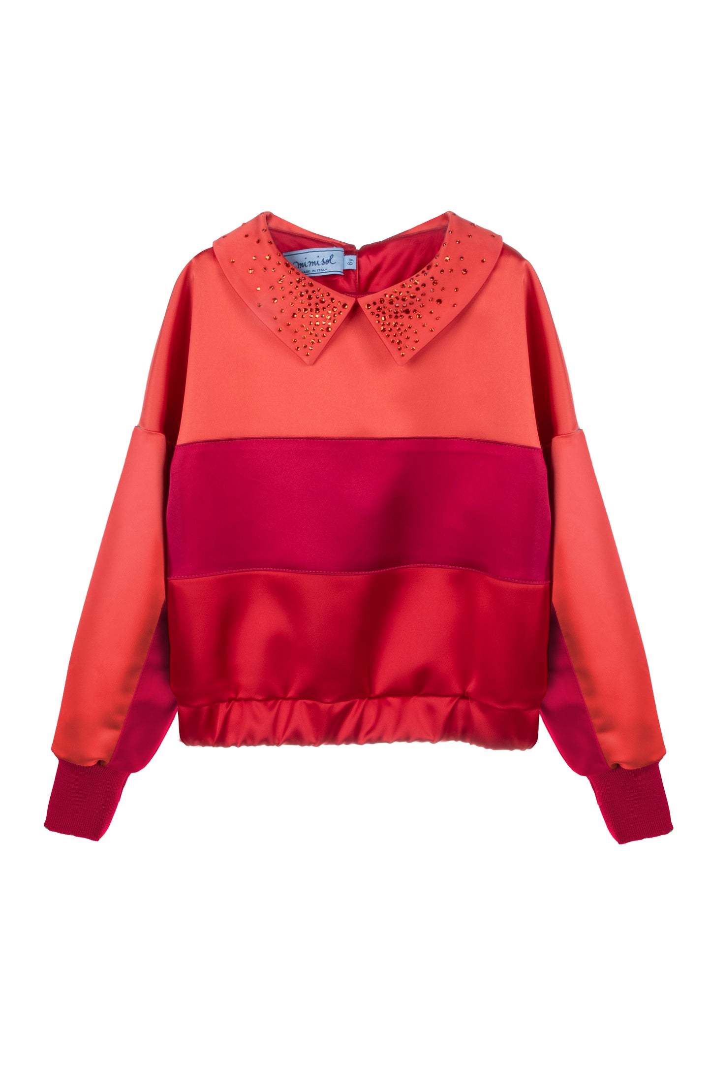 Felpa in satin con cristalli