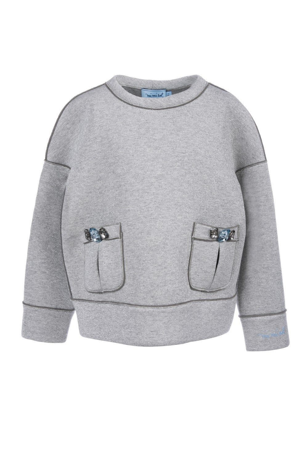 Felpa in neoprene glitter con pietre