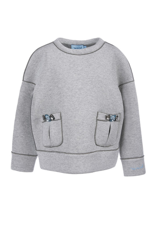 Felpa in neoprene glitter con pietre