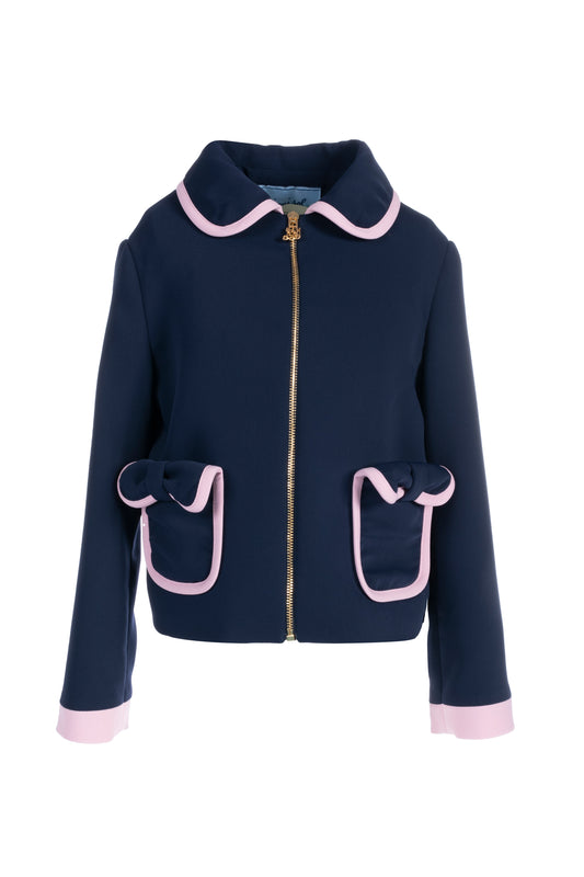 Giacca in crepe con bordi a contrasto