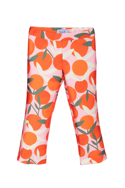 Pantaloni in mikado con stampa Arance