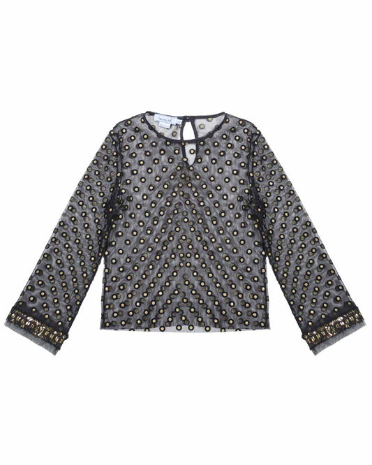 Top in tulle con decorazioni