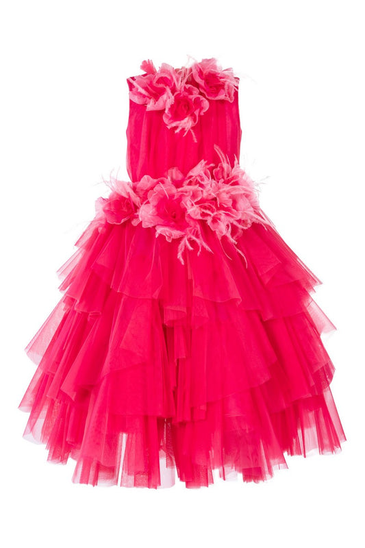 Abito Marchesa Kids Couture in tulle con fiori