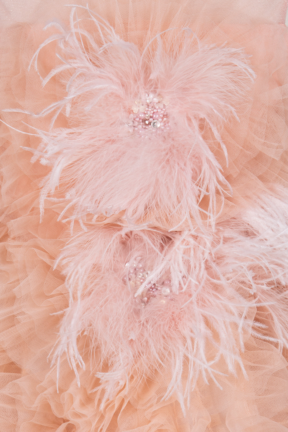 Abito Marchesa Kids Couture in tulle con piume