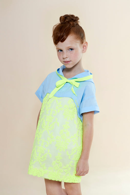 Abito in pizzo fluo e cotone