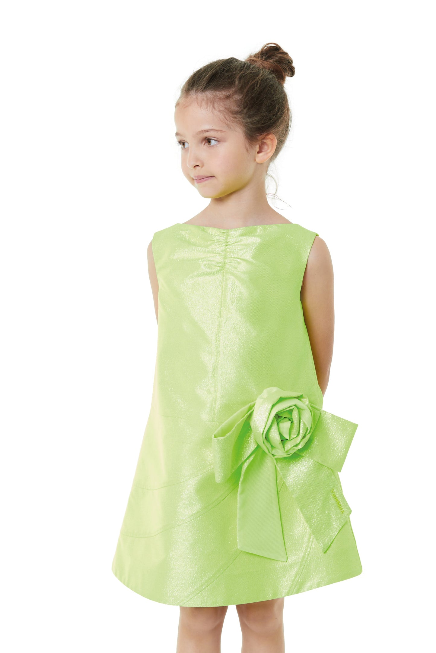 Abito in gabardina lurex con fiocco