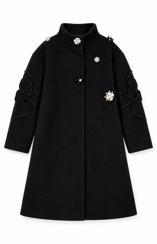 Wool coat with jewel buttons