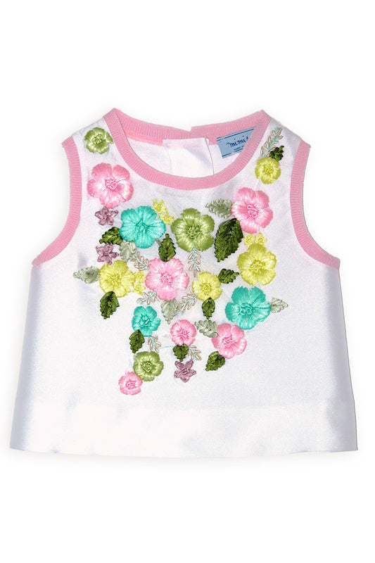 Mimisol top in embroidered mikado