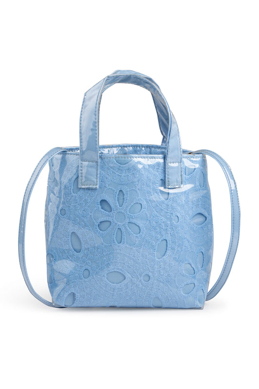 Handbag with lace shoulder strap
