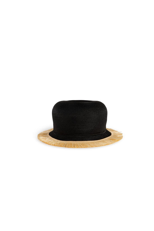 Straw bowler hat with edge
