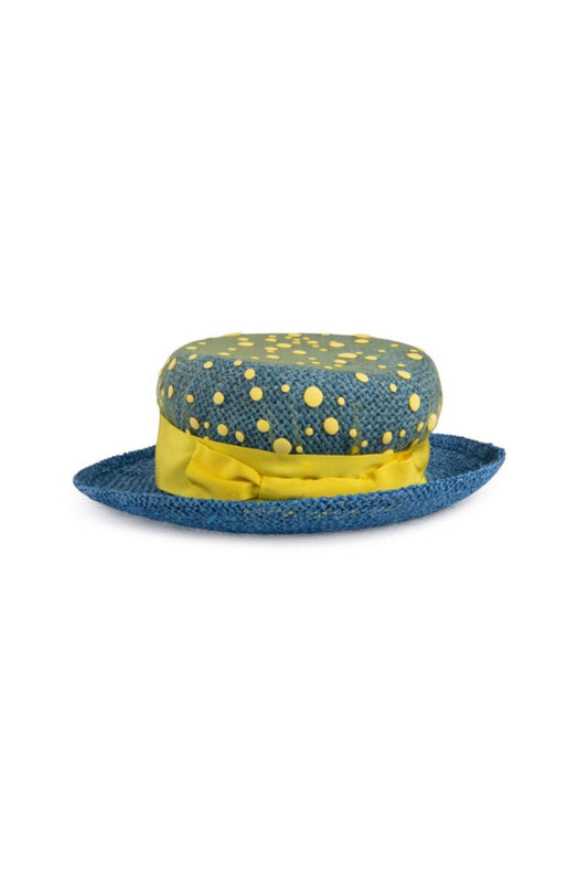 Straw hat covered in tulle
