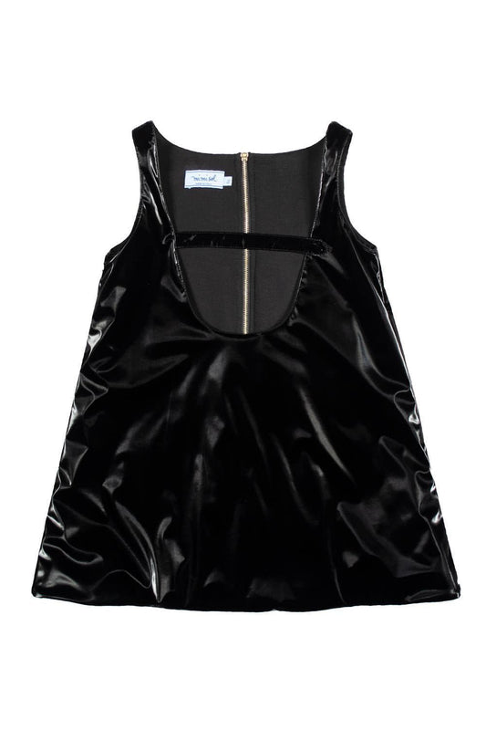 Mimisol pinafore dress in velvety vinyl 