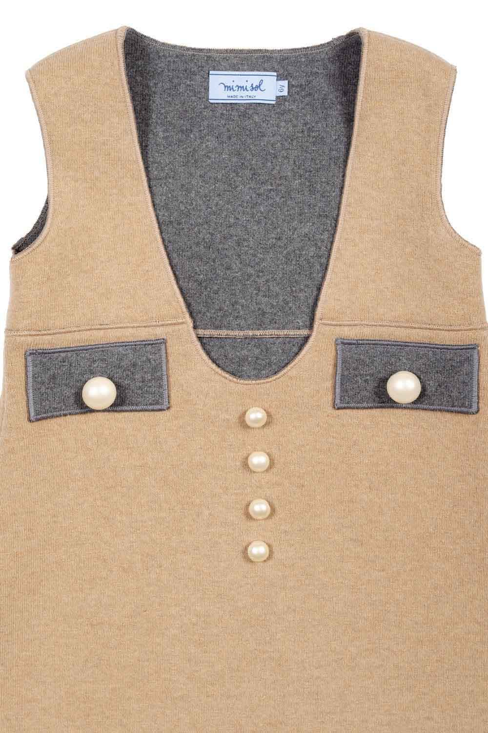 Mimisol two-tone knit pinafore dress