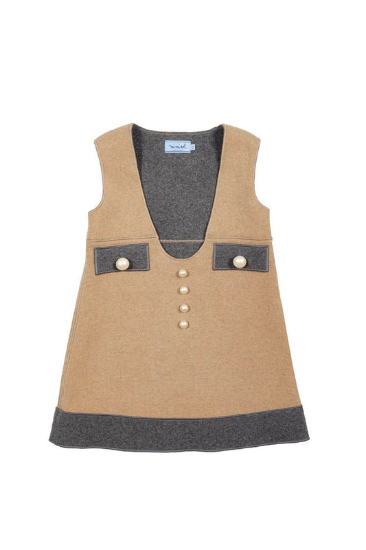 Mimisol two-tone knit pinafore dress