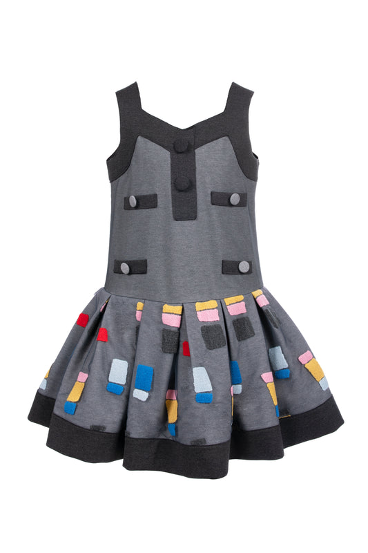 Dress in Milanese stitch and embroidered tulle