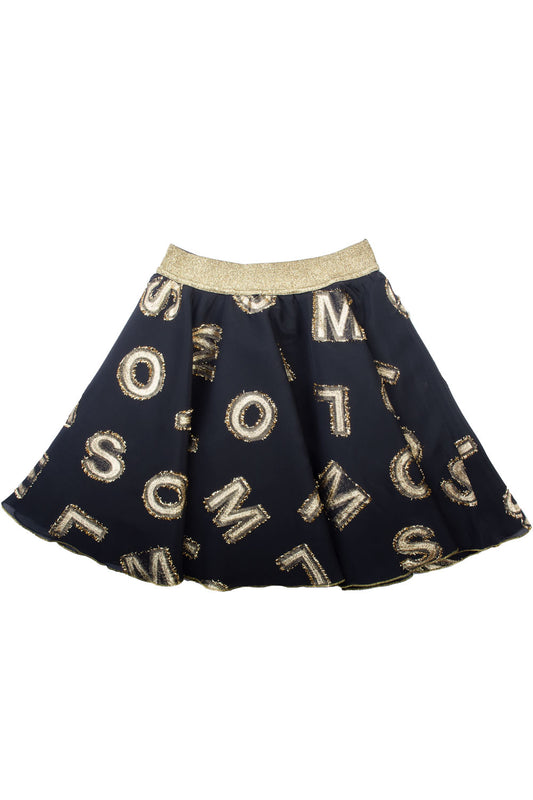 Mimisol skirt with gold jacquard letters