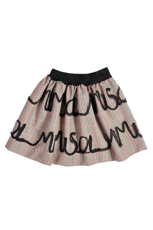 Mimisol skirt with logo in micro tartan