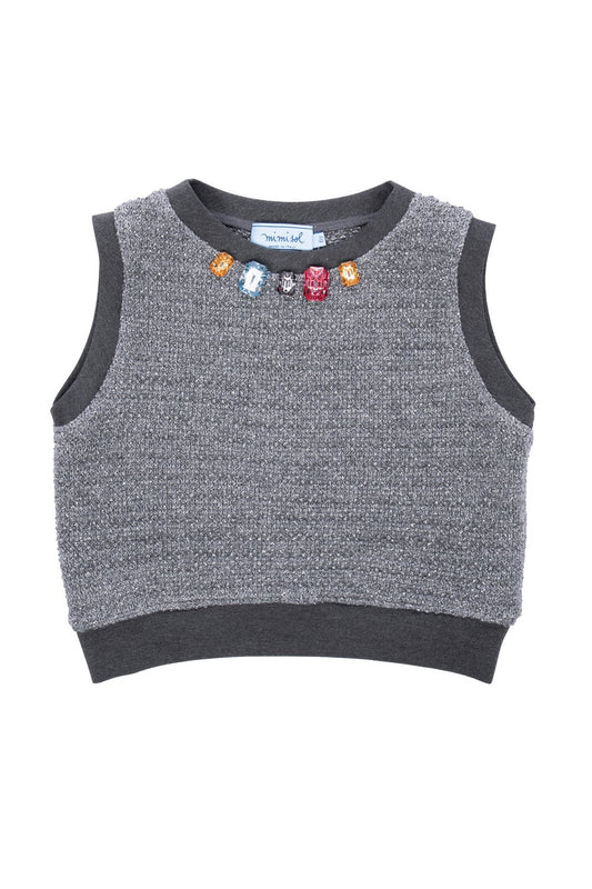 Lurex vest with jewel stones