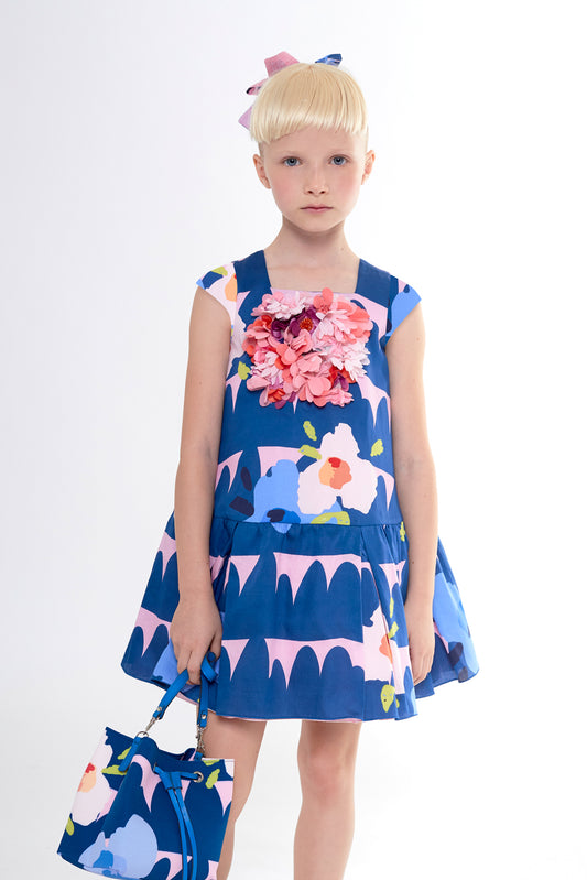 Printed poplin dress