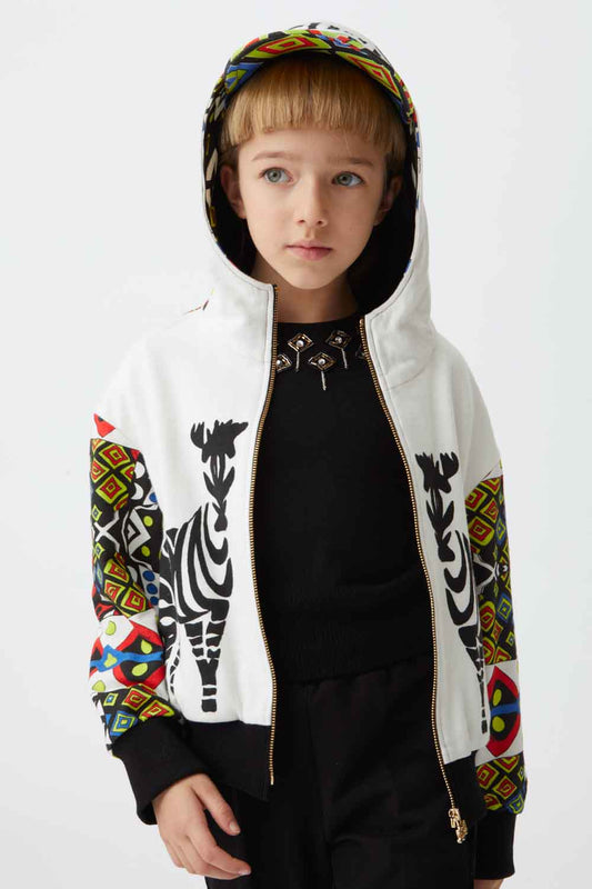 Mimisol printed zip-up sweatshirt