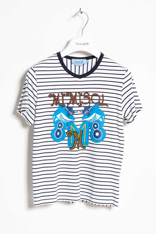 Mimisol striped T-shirt with print