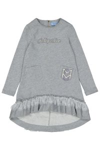 Asymmetric cotton fleece baby dress