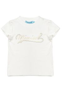 T-shirt Mimisol con logo e perle ricamate