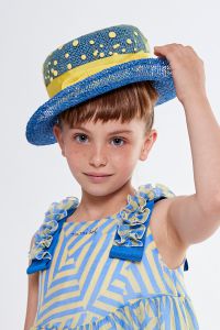 Mimisol straw hat covered with polka dot tulle